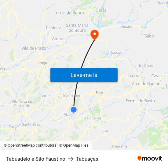 Tabuadelo e São Faustino to Tabuaças map
