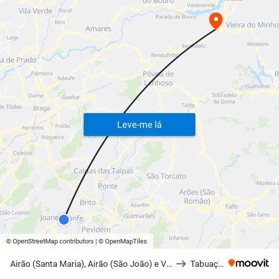 Airão (Santa Maria), Airão (São João) e Vermil to Tabuaças map