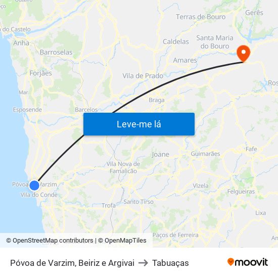 Póvoa de Varzim, Beiriz e Argivai to Tabuaças map