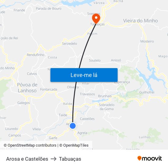 Arosa e Castelões to Tabuaças map
