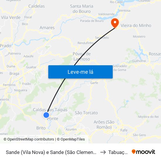 Sande (Vila Nova) e Sande (São Clemente) to Tabuaças map