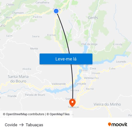 Covide to Tabuaças map