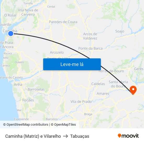 Caminha (Matriz) e Vilarelho to Tabuaças map