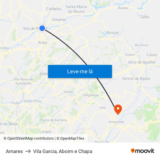 Amares to Vila Garcia, Aboim e Chapa map