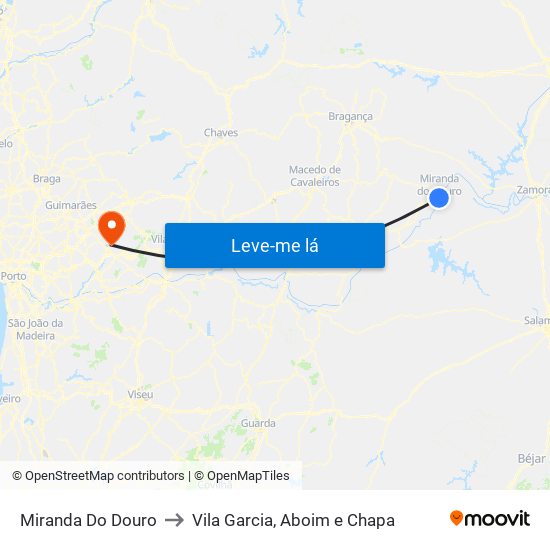Miranda Do Douro to Vila Garcia, Aboim e Chapa map