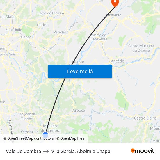 Vale De Cambra to Vila Garcia, Aboim e Chapa map