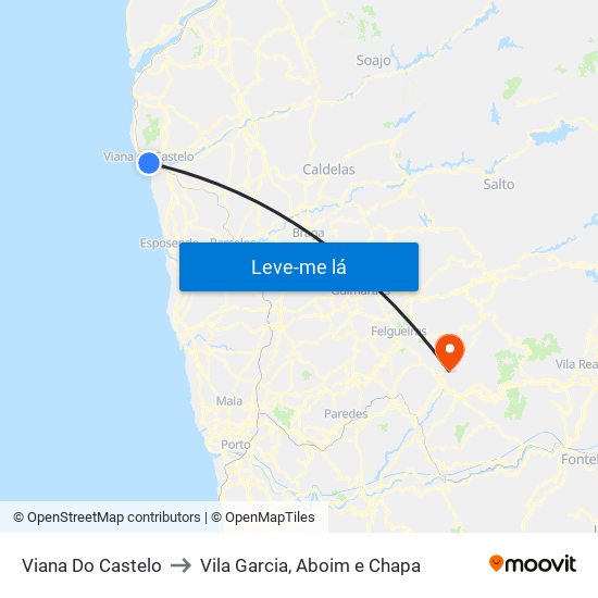 Viana Do Castelo to Vila Garcia, Aboim e Chapa map