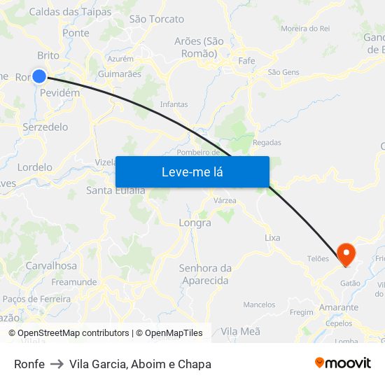 Ronfe to Vila Garcia, Aboim e Chapa map