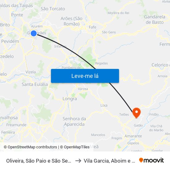 Oliveira, São Paio e São Sebastião to Vila Garcia, Aboim e Chapa map