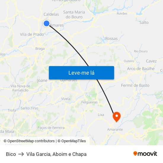 Bico to Vila Garcia, Aboim e Chapa map