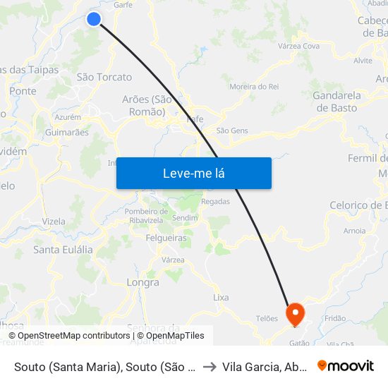 Souto (Santa Maria), Souto (São Salvador) e Gondomar to Vila Garcia, Aboim e Chapa map