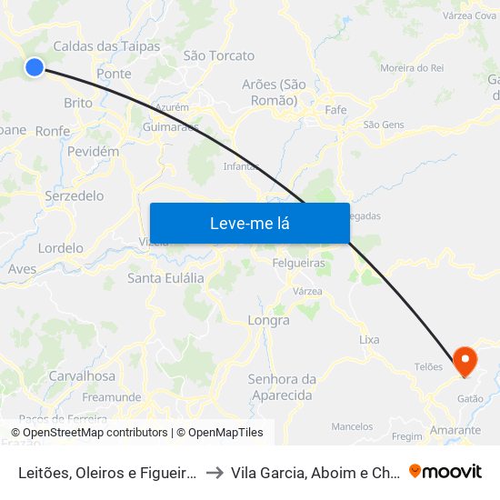 Leitões, Oleiros e Figueiredo to Vila Garcia, Aboim e Chapa map