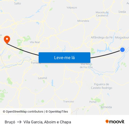 Bruçó to Vila Garcia, Aboim e Chapa map