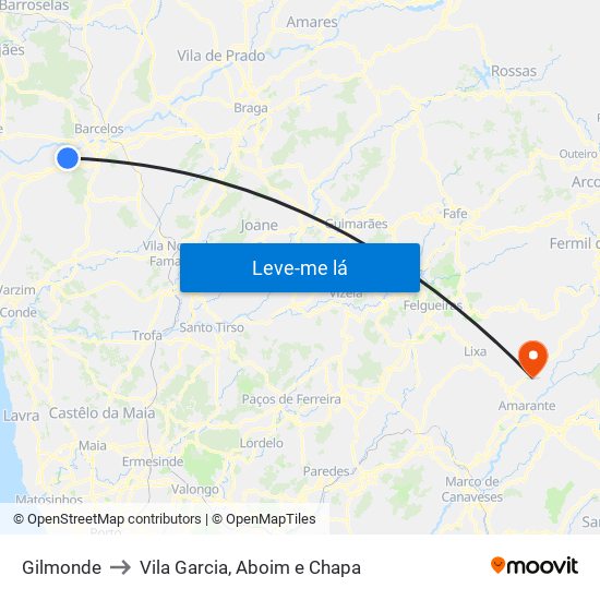 Gilmonde to Vila Garcia, Aboim e Chapa map