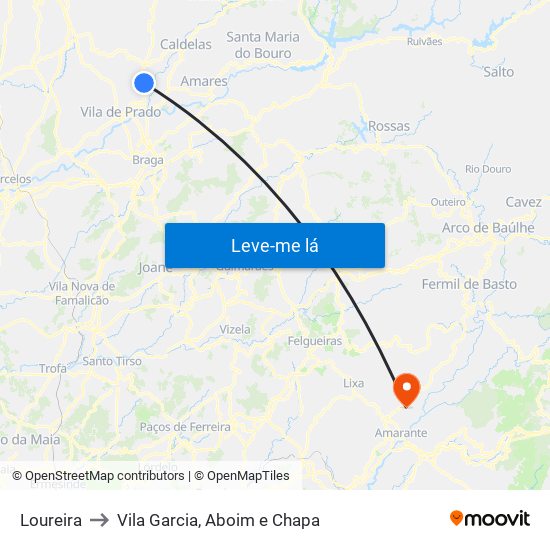 Loureira to Vila Garcia, Aboim e Chapa map