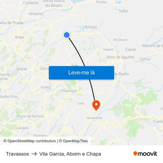 Travassos to Vila Garcia, Aboim e Chapa map