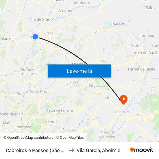 Cabreiros e Passos (São Julião) to Vila Garcia, Aboim e Chapa map