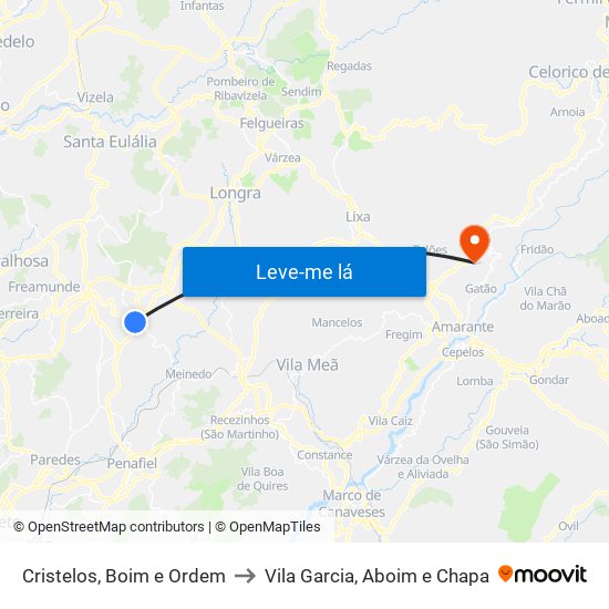 Cristelos, Boim e Ordem to Vila Garcia, Aboim e Chapa map