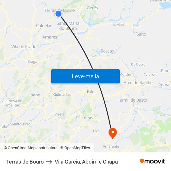 Terras de Bouro to Vila Garcia, Aboim e Chapa map