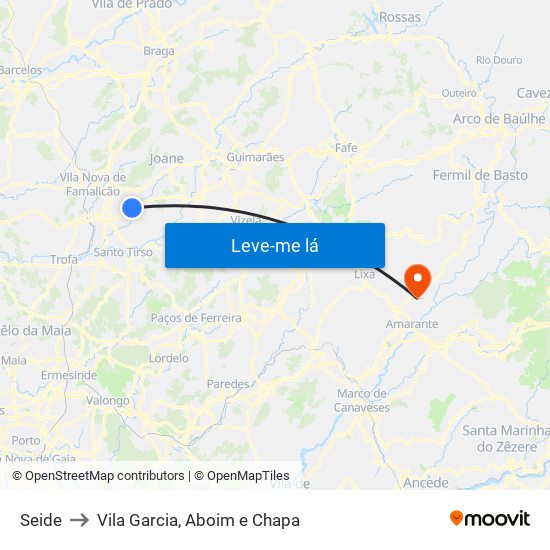 Seide to Vila Garcia, Aboim e Chapa map