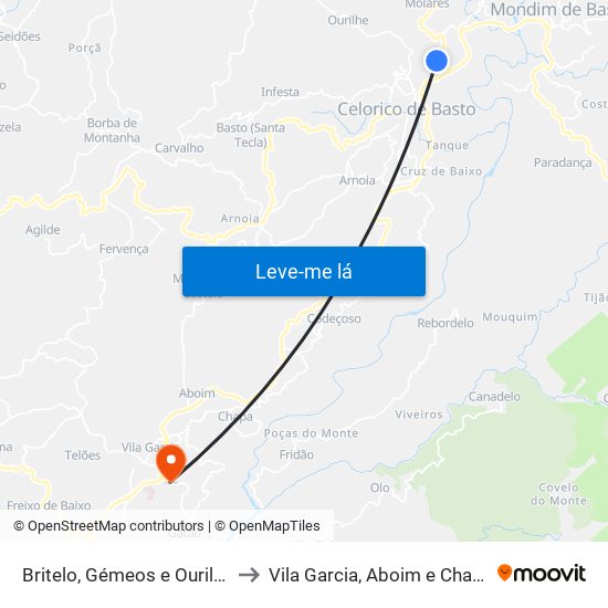 Britelo, Gémeos e Ourilhe to Vila Garcia, Aboim e Chapa map