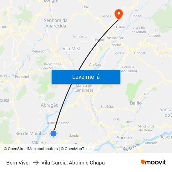 Bem Viver to Vila Garcia, Aboim e Chapa map