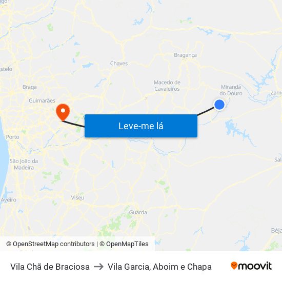 Vila Chã de Braciosa to Vila Garcia, Aboim e Chapa map