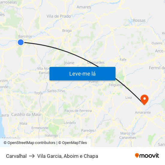 Carvalhal to Vila Garcia, Aboim e Chapa map