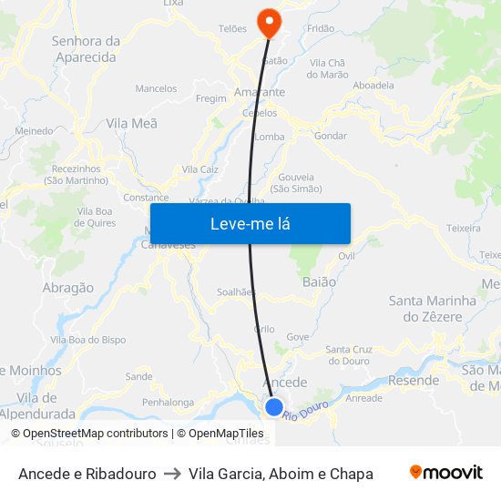 Ancede e Ribadouro to Vila Garcia, Aboim e Chapa map