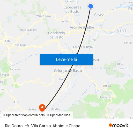 Rio Douro to Vila Garcia, Aboim e Chapa map