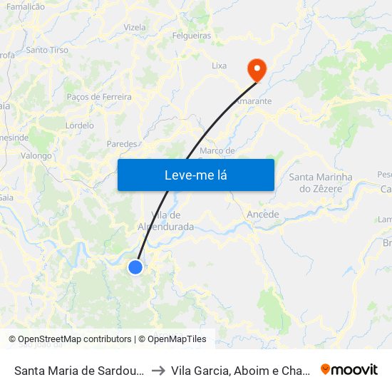 Santa Maria de Sardoura to Vila Garcia, Aboim e Chapa map