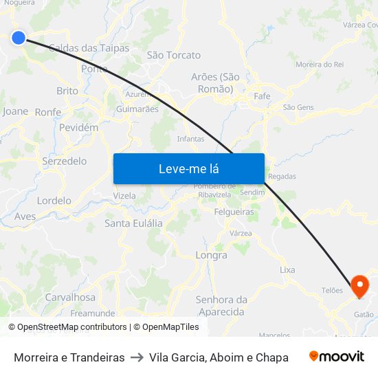 Morreira e Trandeiras to Vila Garcia, Aboim e Chapa map