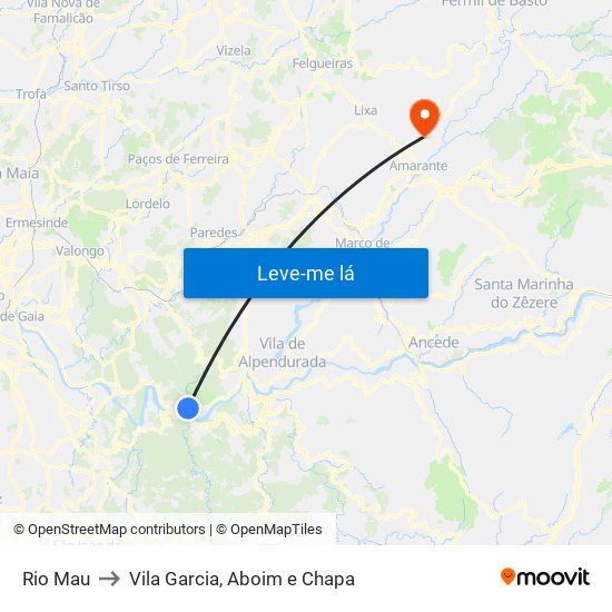 Rio Mau to Vila Garcia, Aboim e Chapa map