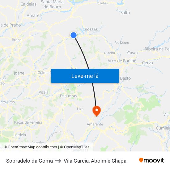 Sobradelo da Goma to Vila Garcia, Aboim e Chapa map