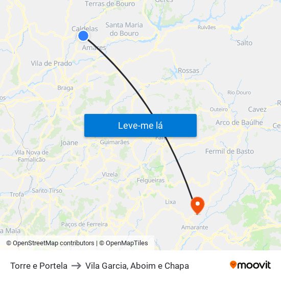 Torre e Portela to Vila Garcia, Aboim e Chapa map