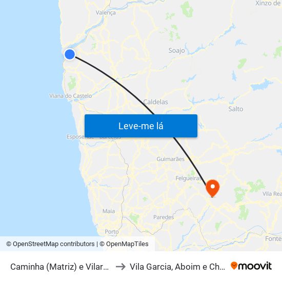Caminha (Matriz) e Vilarelho to Vila Garcia, Aboim e Chapa map