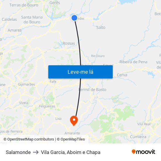 Salamonde to Vila Garcia, Aboim e Chapa map