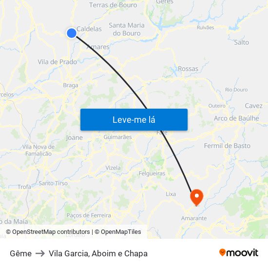 Gême to Vila Garcia, Aboim e Chapa map