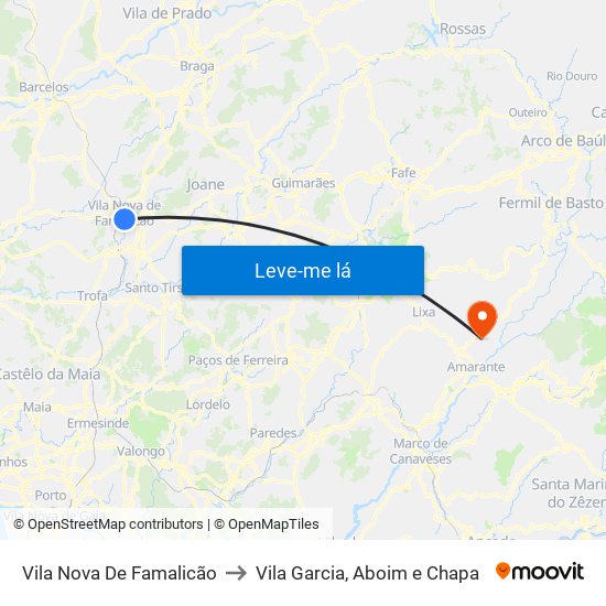 Vila Nova De Famalicão to Vila Garcia, Aboim e Chapa map