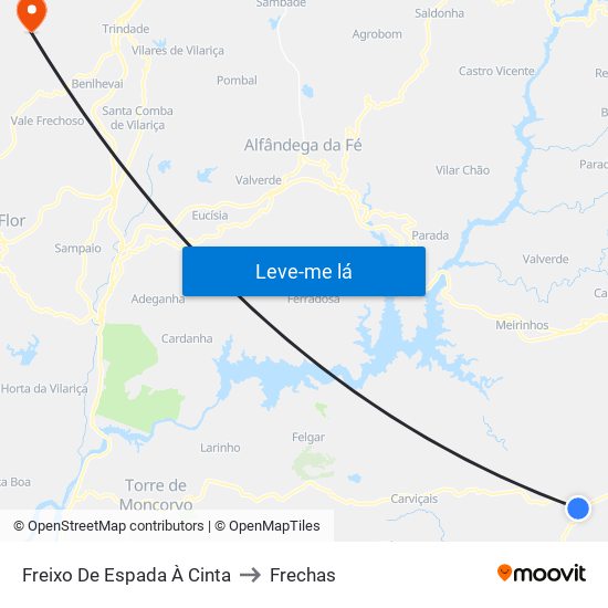 Freixo De Espada À Cinta to Frechas map