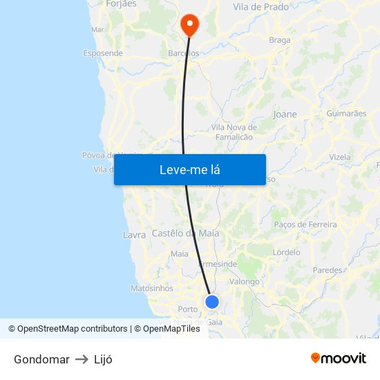 Gondomar to Lijó map