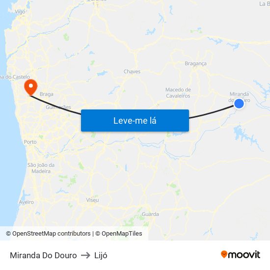 Miranda Do Douro to Lijó map