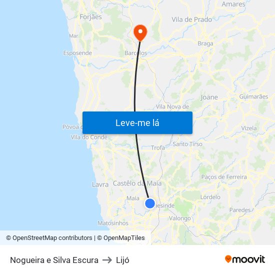 Nogueira e Silva Escura to Lijó map