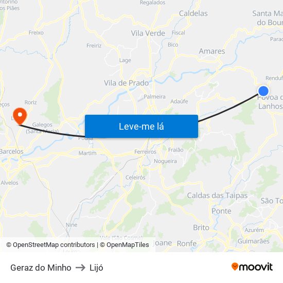 Geraz do Minho to Lijó map