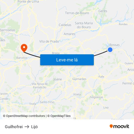 Guilhofrei to Lijó map