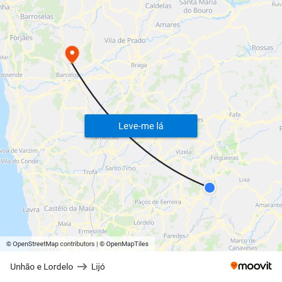 Unhão e Lordelo to Lijó map