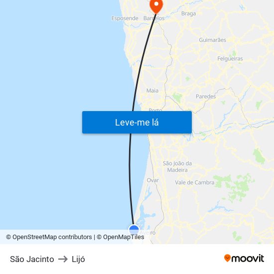 São Jacinto to Lijó map
