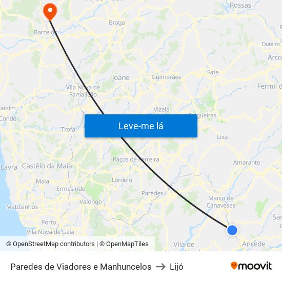 Paredes de Viadores e Manhuncelos to Lijó map