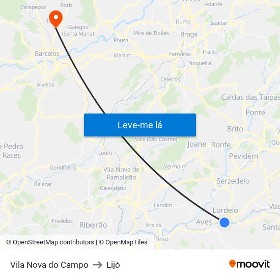Vila Nova do Campo to Lijó map