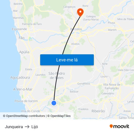 Junqueira to Lijó map